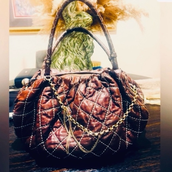 AUTHENTIC JUICY COUTURE quilted leather hobo handbag Y2K very HTF - Picture 2 of 8